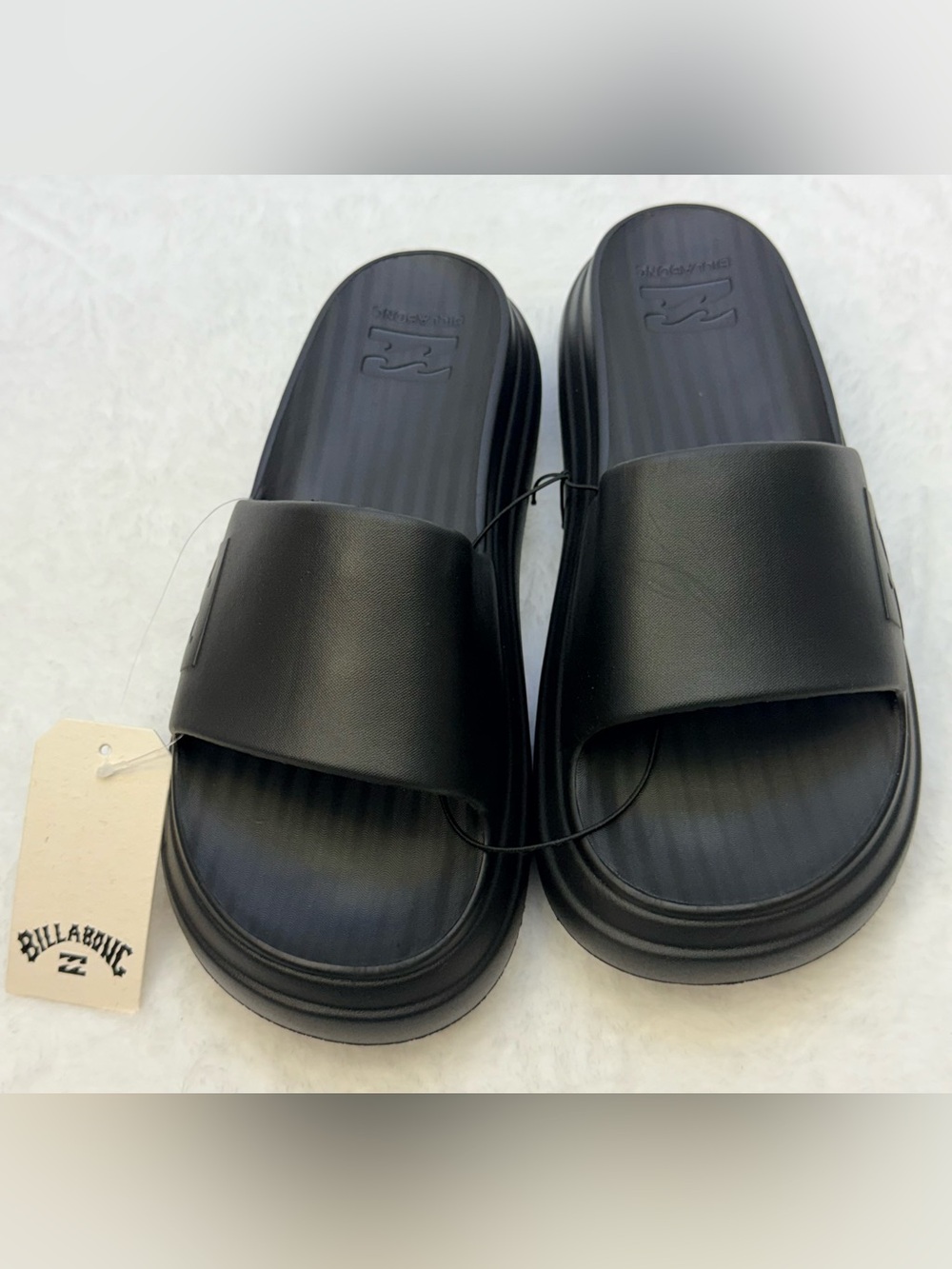 Billabong Men's Cloud Cushion Black Slide Sandals with Embossed Logo